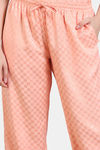 Zivame Checkered Sheen Woven Pyjama Set - Pink Sand — thumbnail 6